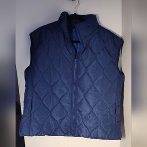 Source Unknown Navy Quilted Vest 10a